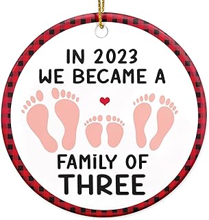 Baby First Christmas Ornament 2023, Newborn Baby Boy, Girl Christmas Ornament Gifts, First Time Mom, Dad Gift, Pregnancy Gifts, Newborn Gifts Christmas Decorations, Family of Three Ceramic Ornament