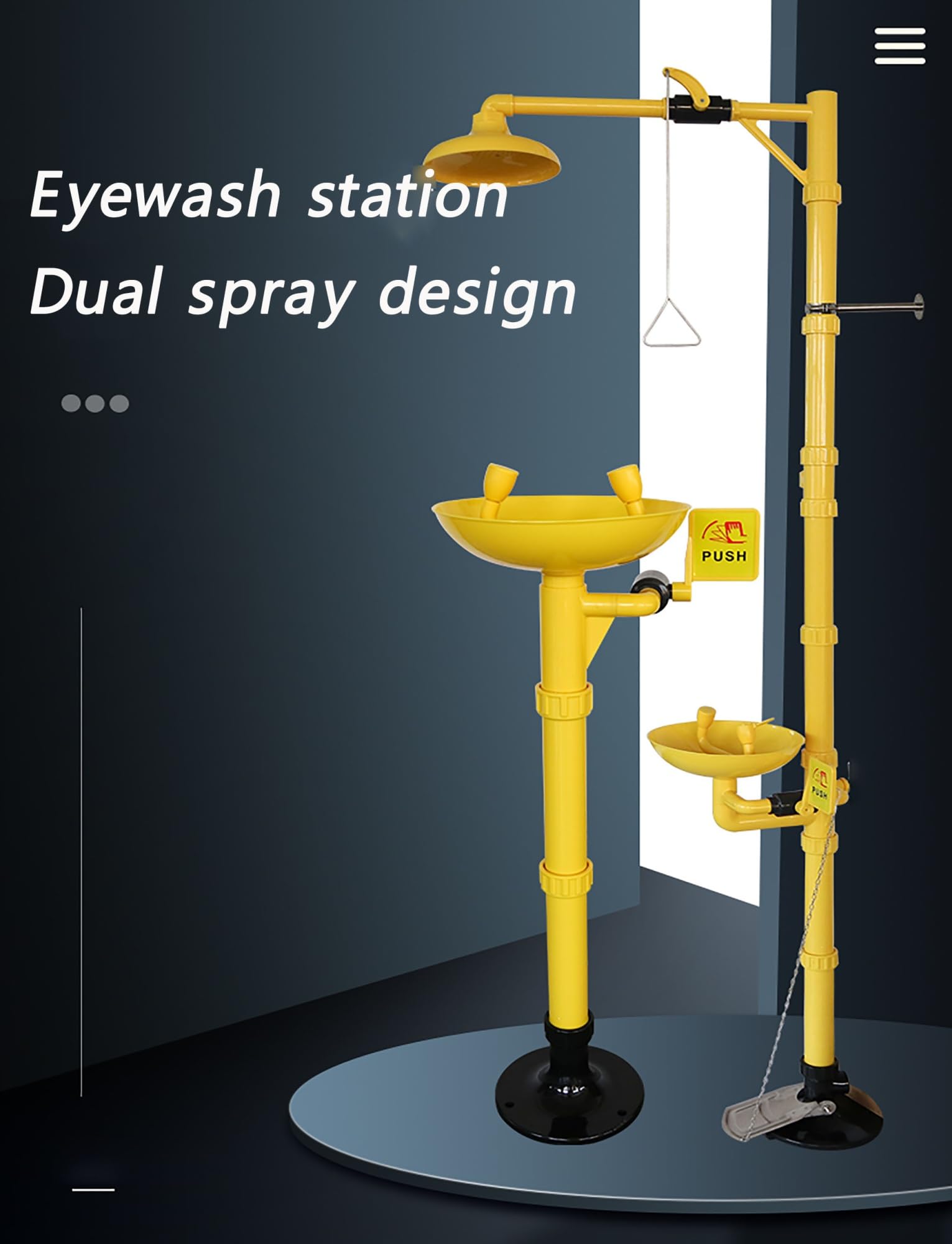 Estación de ducha lavaojos de emergencia, kit combinado de ducha y lavaojos, estación lavaojos ABS de primeros auxilios for laboratorio industrial(Color1,Pedal model)