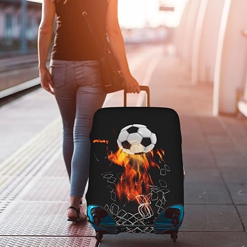 Vista 8 de Funda para equipaje de viaje, protector de maleta, colorido arco iris, lavable, funda elástica para maleta con ruedas, Redes de ruptura de fútbol