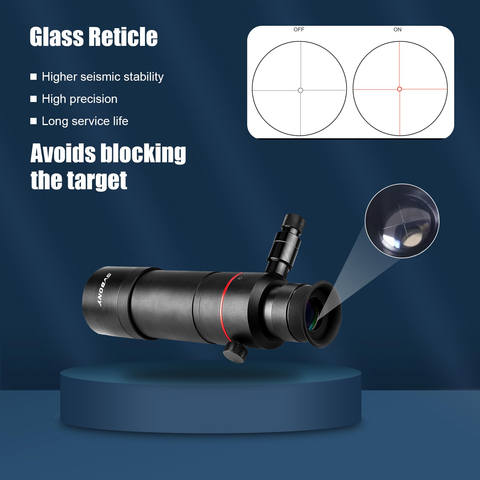Svbony SV208 Finder Scopes Iluminados 8x50, con Ajuste de Retícula Óptica Iluminada, Imagen Correcta Directamente a través de FMC, Finderscope para Telescopio