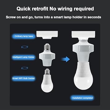 Smart WiFi Bulb Socket, Alexa Smart Light Bulbs, Light Bulb Socket Adapter, eWeLink APP Remote Timer and Group Control, Voice Control with Alexa and Google(2 Pack)