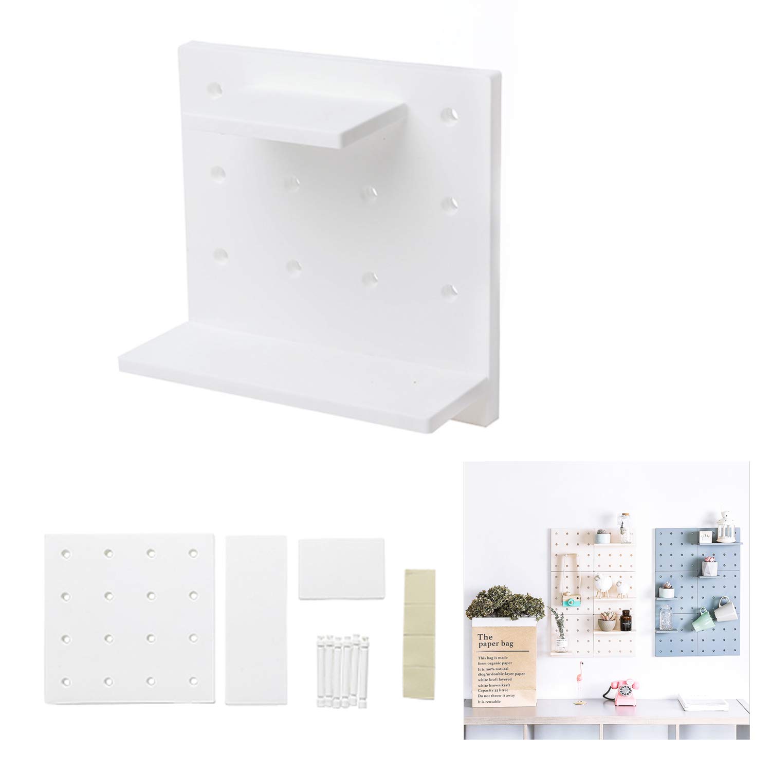 UHMEI Wall Shelf Floating Shelves Storage Rack for Bedroom Bathroom Kitchen and Office (White)
