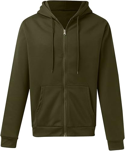 Miniatura 4 de Sudaderas casuales con capucha para hombre, con cremallera completa, para gimnasio, deportes, correr, bolsillos con cremallera, cuello alto, manga