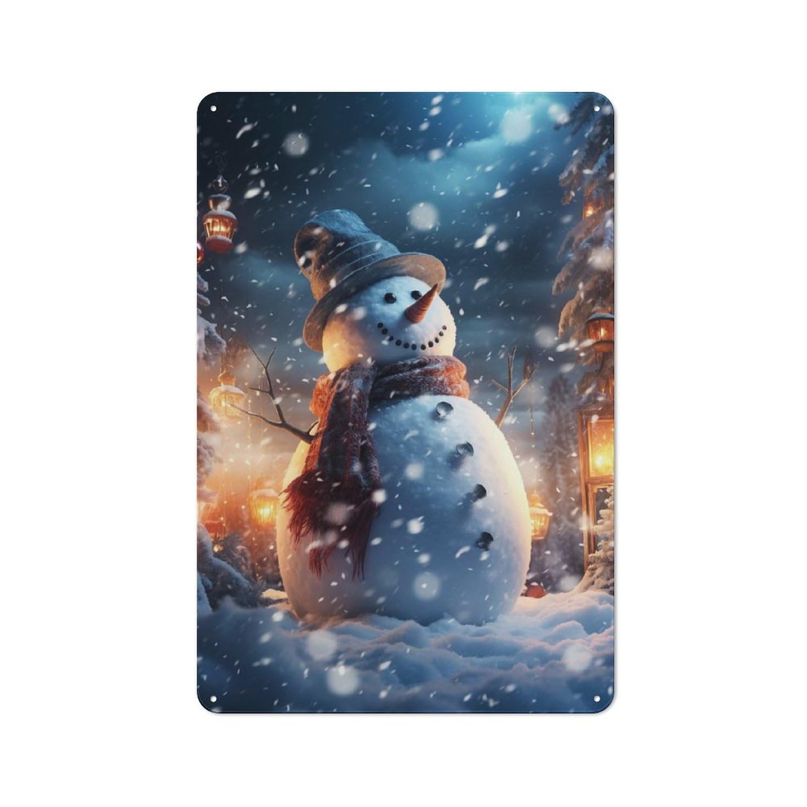 Junmoney Frosty Snowman Retro Metal Wall Sign 30X20cm With For Living Room Wall, Housewarming Wall Decor For People Furnishing Living Room