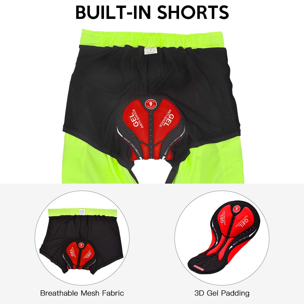 Lixada 2 en1 Pantalones Cortos de Ciclismo para Hombre con Relleno 3D Pantalones Cortos Holgados de Bicicleta de MTB Transpirables de Secado Rápido