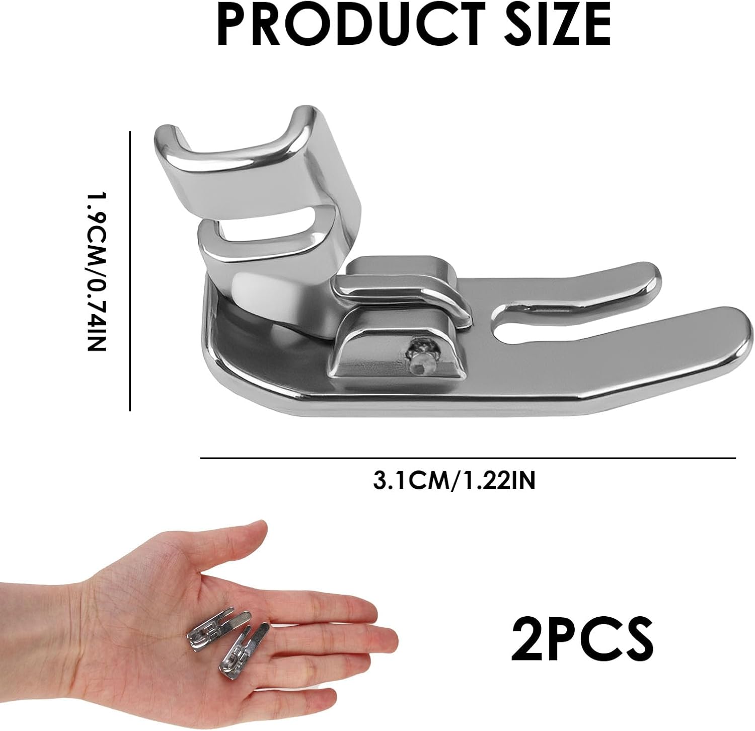 10mm (0.4" Wide) Low Shank Straight Stitch Presser Foot 2 Pcs Compatible with Brother Juki Kenmore Singer Etc, Sewing Machine Feet for Tailor Housewife Designer Leather Craftsman Clothing Maker