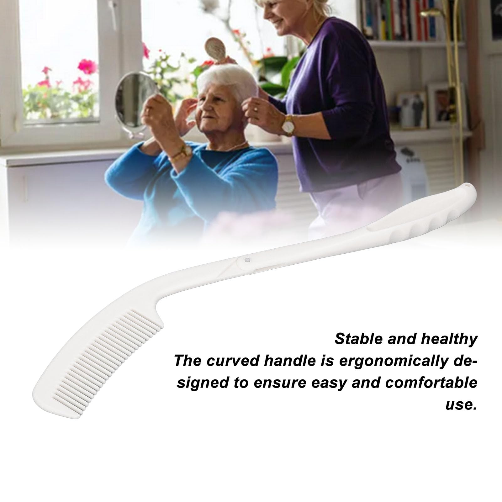 Long Curved Handle Comb, Foldable Scalp Massaging Long Handle Soft Comb, Convenient for Elderly or Disabled People - Image 2
