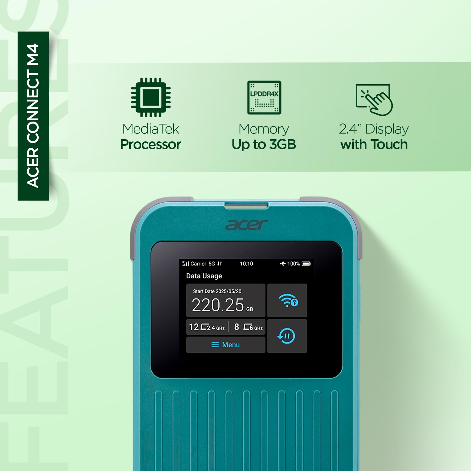 Acer Connect M4 - Mobiler Hotspot - 5G LTE - Wi-Fi 5, Wi-Fi 6 (FF.G2ZTA.002)