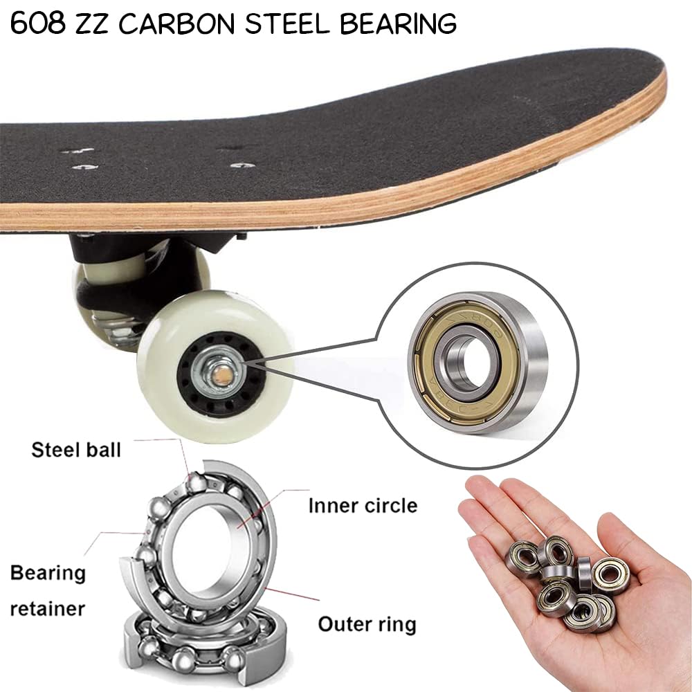 4 Pièces Roulement 608ZZ, Roulement À Bille Skateboard, 608ZZ Roulements À Billes Roller