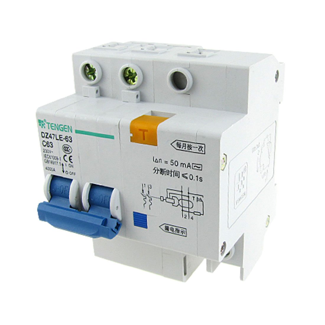 IEUMJNAT 4000A Breaking Capacity 2P+N -Professional - Leakage Circuit Breaker AC 230V 63A