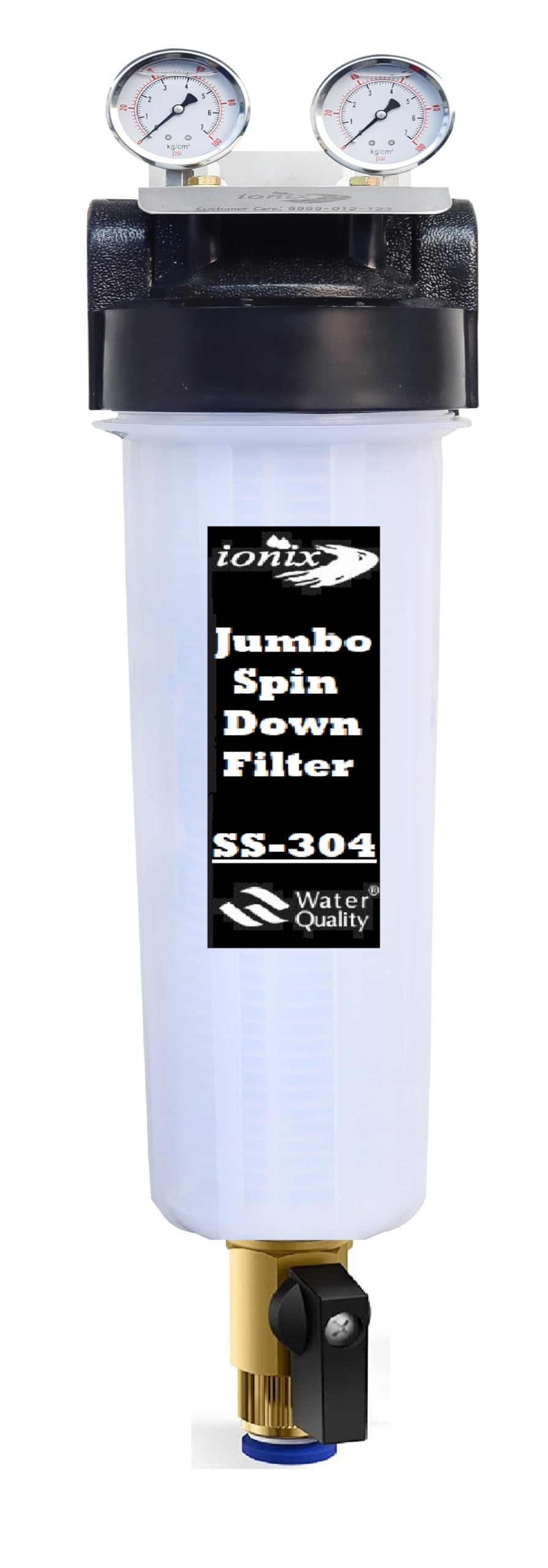 IONIX Make in India Jumbo Size Spin Down Sediment Filter, 1 Life 1 System, Whole House Water Pre-Filtration for City/Well Water, Balu Filter, 1" In Out