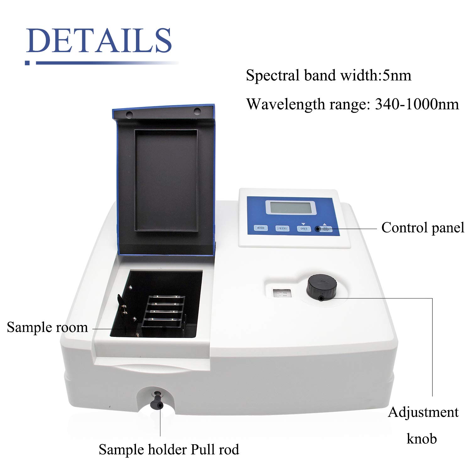 CGOLDENWALL Visible Spectrophotometer 721G Laborgeräte Wellenlängenbereich: 340-1000nm Spektrale Bandbreite: 5nm