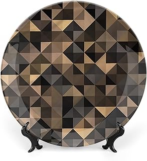 6 Inch Decorative Plate, Contemporary Ceramic Stoneware, Diamonds Triangles Print Ornament Display Plate for Fine Dining, Upscale Event, Dinner Party, Weddings, Catering, Christmas, Thankgiving