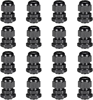 Tool parts PG9 Cable Gland Waterproof Plastic Wire Glands Black for 4-8mm Dia Wires 16Pcs