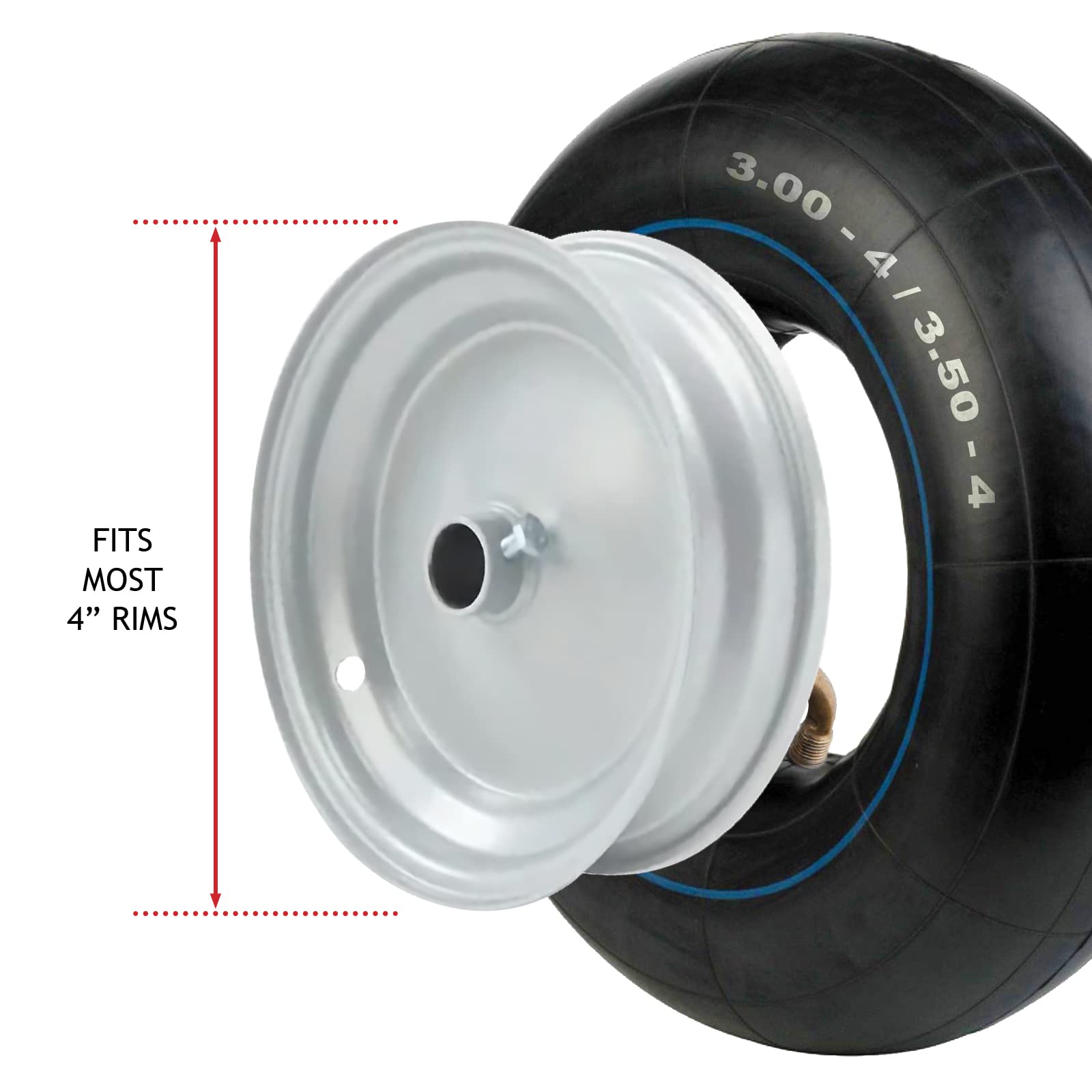 SPARES2GO Pneu 3.00-4 Pneumatique Mini Moto Quad 300x4 3.00x4 260x85 4 Jante 4 + Chambre à air x 4