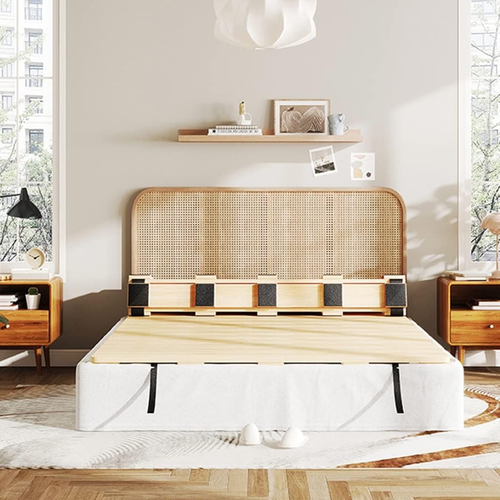 Rollable Floor Mattress Frame Bedding Sleeping Pad Base Breathable Bed Plate for Bedroom Folding，Premium Solid Wood Bed Slats - Folding Mattress Support Board for Lumbar Spine Protection, Du