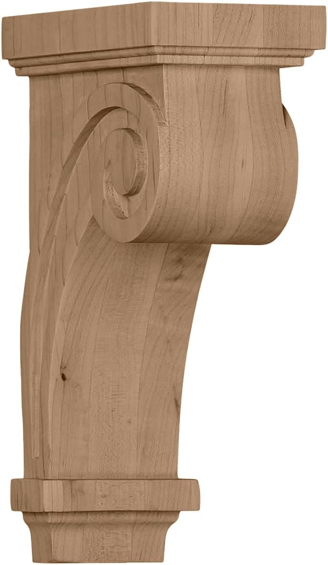 Ekena Millwork COR03X05X09SCCH Scroll Wood Corbels, 3 1/4"W x 5"D x 9"H, Cherry