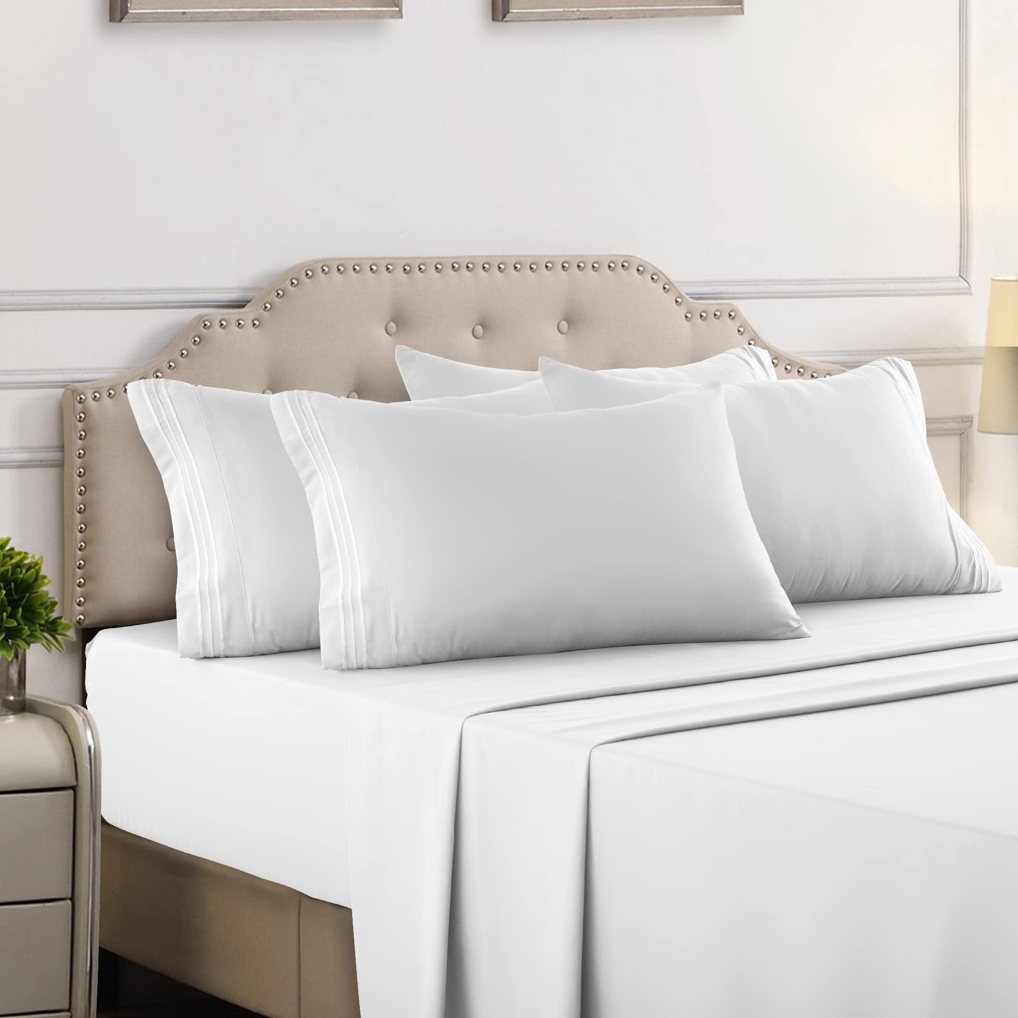 Lux Decor CollectionLDC Bed Sheets - 6 Pc Full Size Sheet Sets - High GSM Brushed Microfiber Sheets - 16 Inches Deep Pocket Bedding Sheets & Pillowcases|Lightweight Sheets