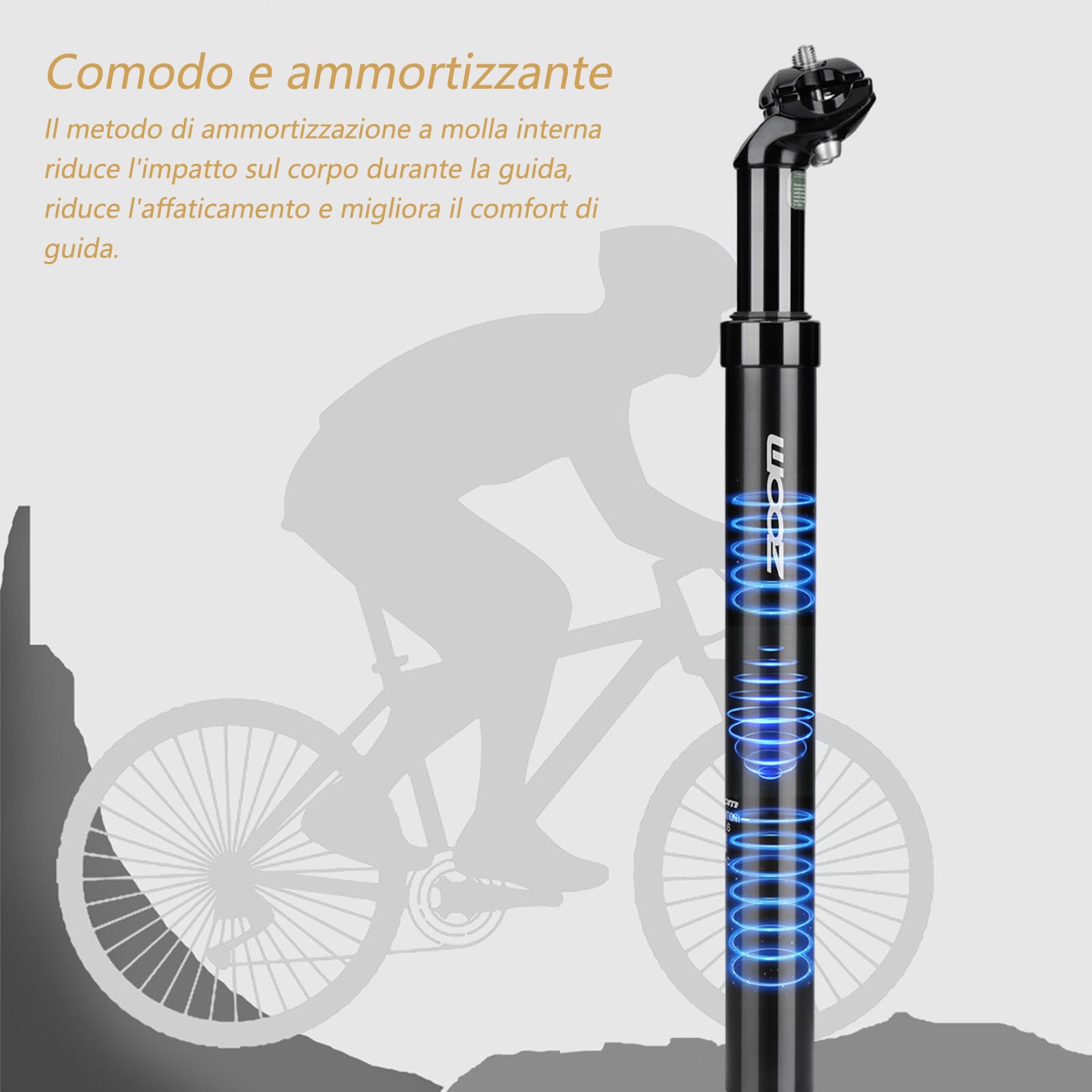 Reggisella ammortizzato per bicicletta, reggisella ammortizzatore a molla, diametro 27,2 mm, 30,8 mm, 31,6 mm, adatto per biciclette elettriche, MTB, biciclette da città