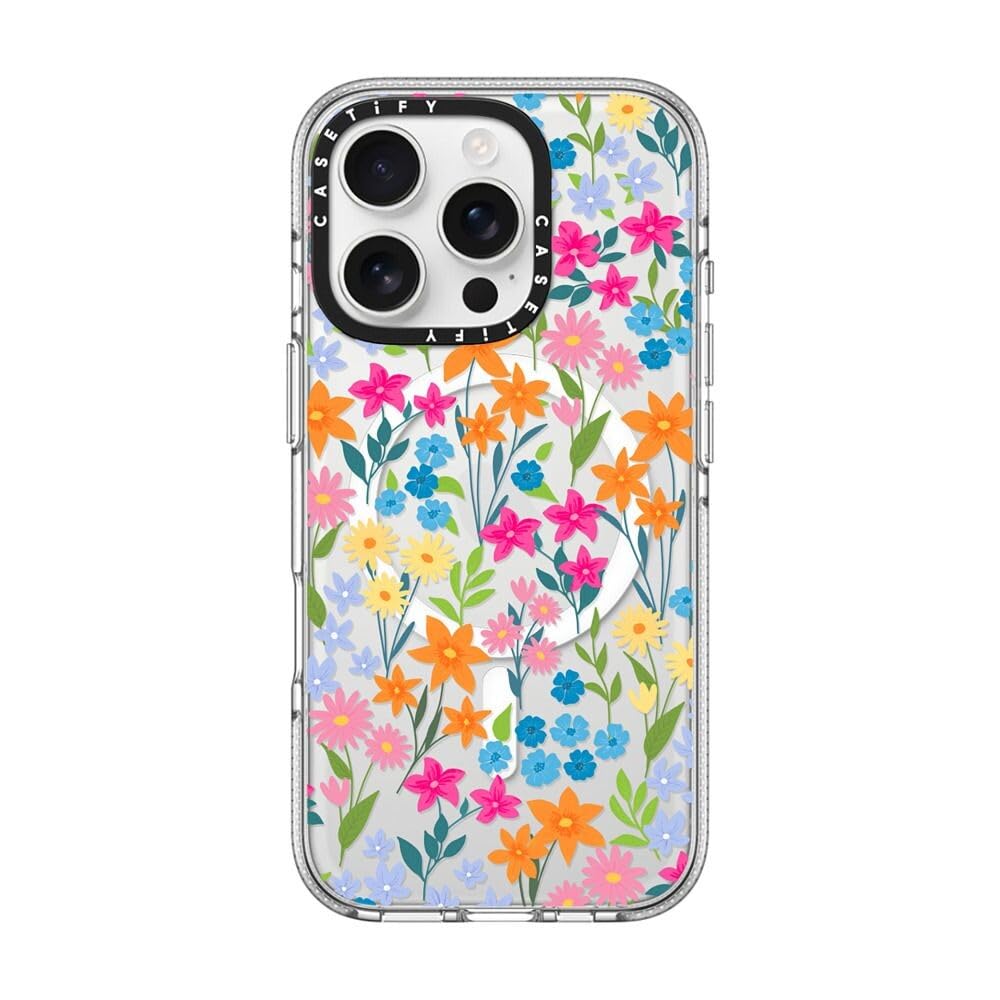 Coque compatible MagSafe iPhone 16 Pro CASETiFY transparente à motif floral - 6
