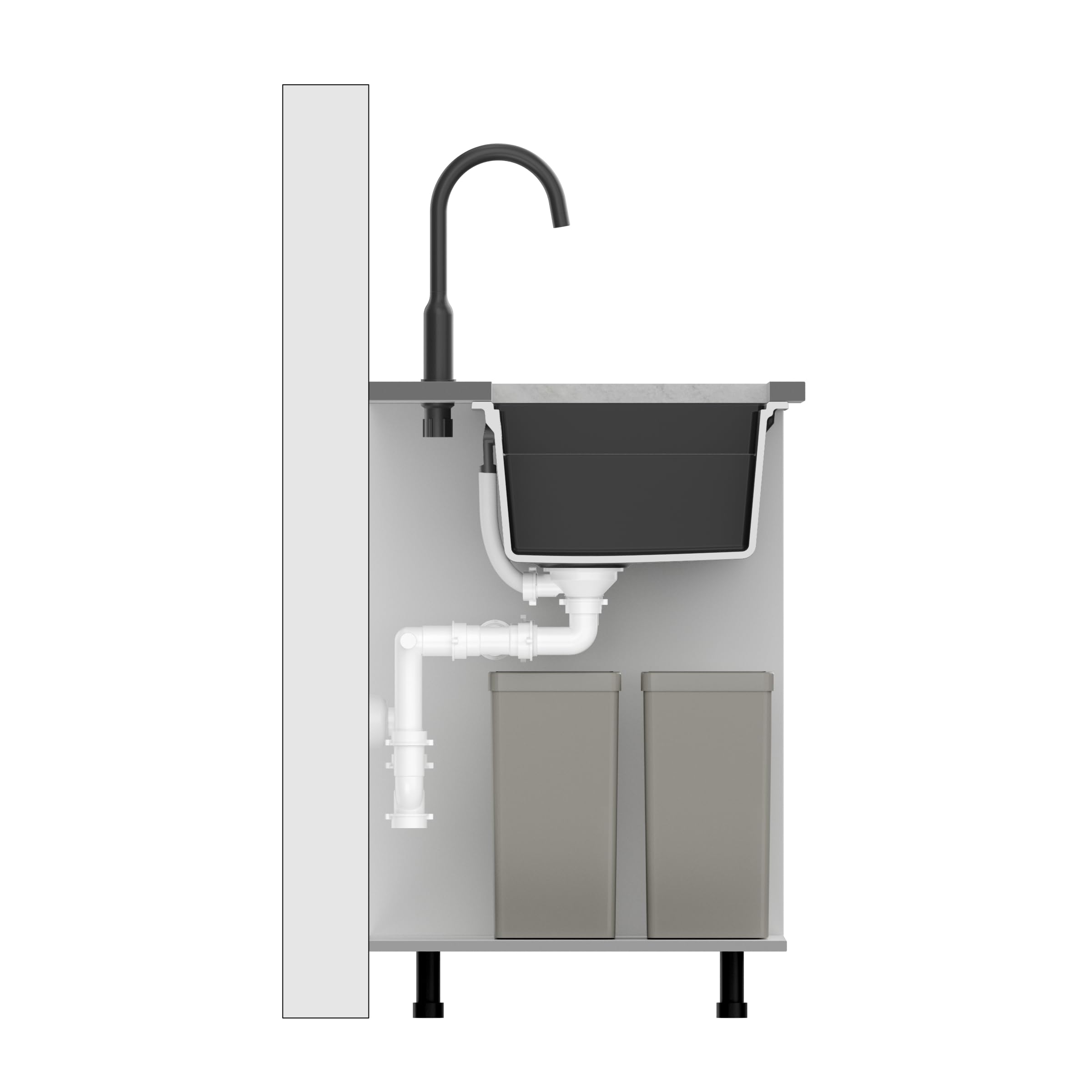 QUADRON Spülbecken, 2 Beckenspüle Granitspüle Küche | Größe 78 x 50 x 23,5 cm Farbe: Soft Taupe & Stahl Pvd | LOGAN 120 | Unterbauspüle mit Siphon | 2-Kammer-Spülbecken Schrankunterbau ab 80 cm