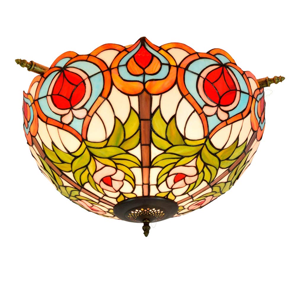 YNIYUJKL Simple And Creative Semi-Ceiling Light 22-Inch Tiffany-Style Ceiling Lamp Stained Glass Ceiling Lamps For Living Room Aisle Corridor Ceiling Light