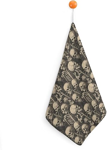 Decorative Hand Towels for Bathroom - Retro Skull Print Soft Absorbent Small Bath Hand Towels for Kitchen, Farmhouse, Spa, Hotel, Guest Tea and