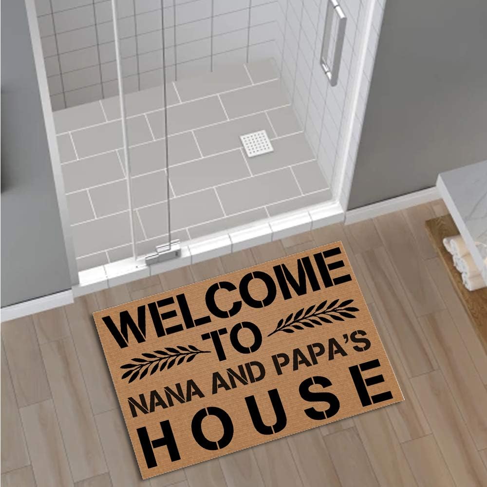 Jackey&Smith Entrance Doormats Welcome to Nana and Papa's House Door Mat for Front Door | Entryway Outdoor Floor Mat | Non Slip Doormat 23.6-Inch by 15.7-Inch