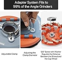 Vista 3 de Cubierta antipolvo para amoladora angular de 4.5-5 pulgadas + 2 piezas ruedas de copa de esmerilado de diamante de 5 pulgadas + cepillo de repuesto