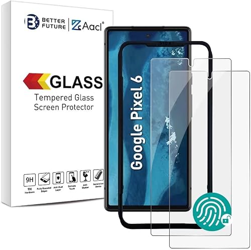[Compatible con huellas dactilares] [2 unidades] de vidrio templado para Google Pixel 6 protector de pantalla [2021], con [alineación] diseñado para