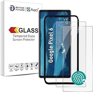 [Fingerprint Compatible][2 Pack] Tempered Glass for Google Pixel 6 Screen Protector[2021], with [Alignment] Designed for Pixel 6, Anti-Fingerprint, Anti-Scratch, No-Bubble, Case Friendly