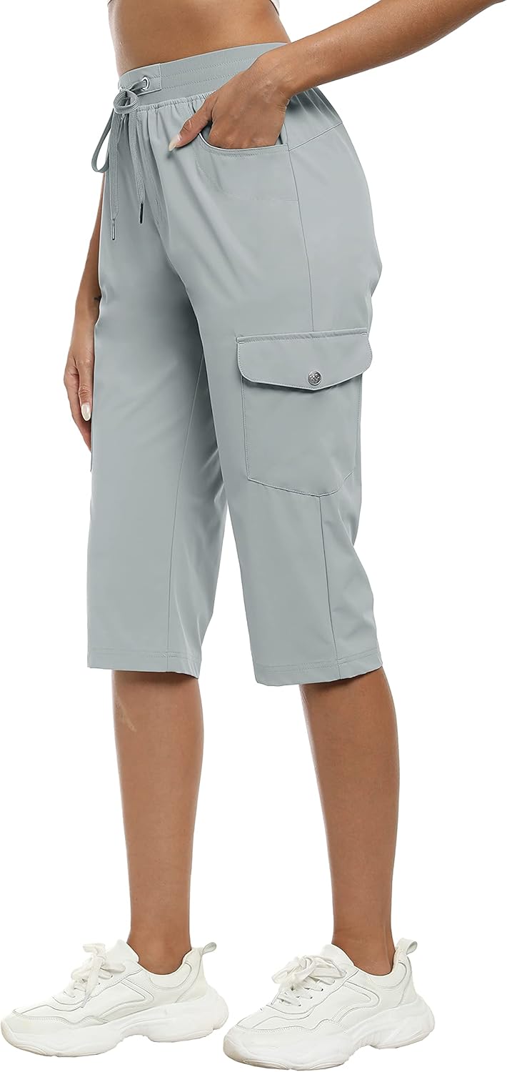 MoFiz Capri Pants for Women Lightweight Ice Cool Capris for Women Casual Summer Trip Loose Shorts with Zipper Pockets - Image 2