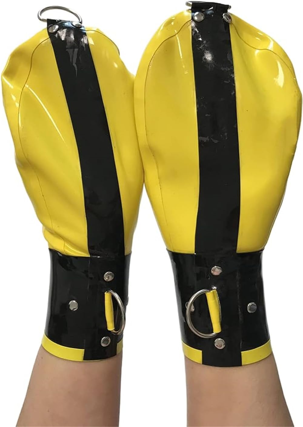 Latex Ball Bondage Mitt Rubber Short Gloves with Lockable Zipper Cosplay