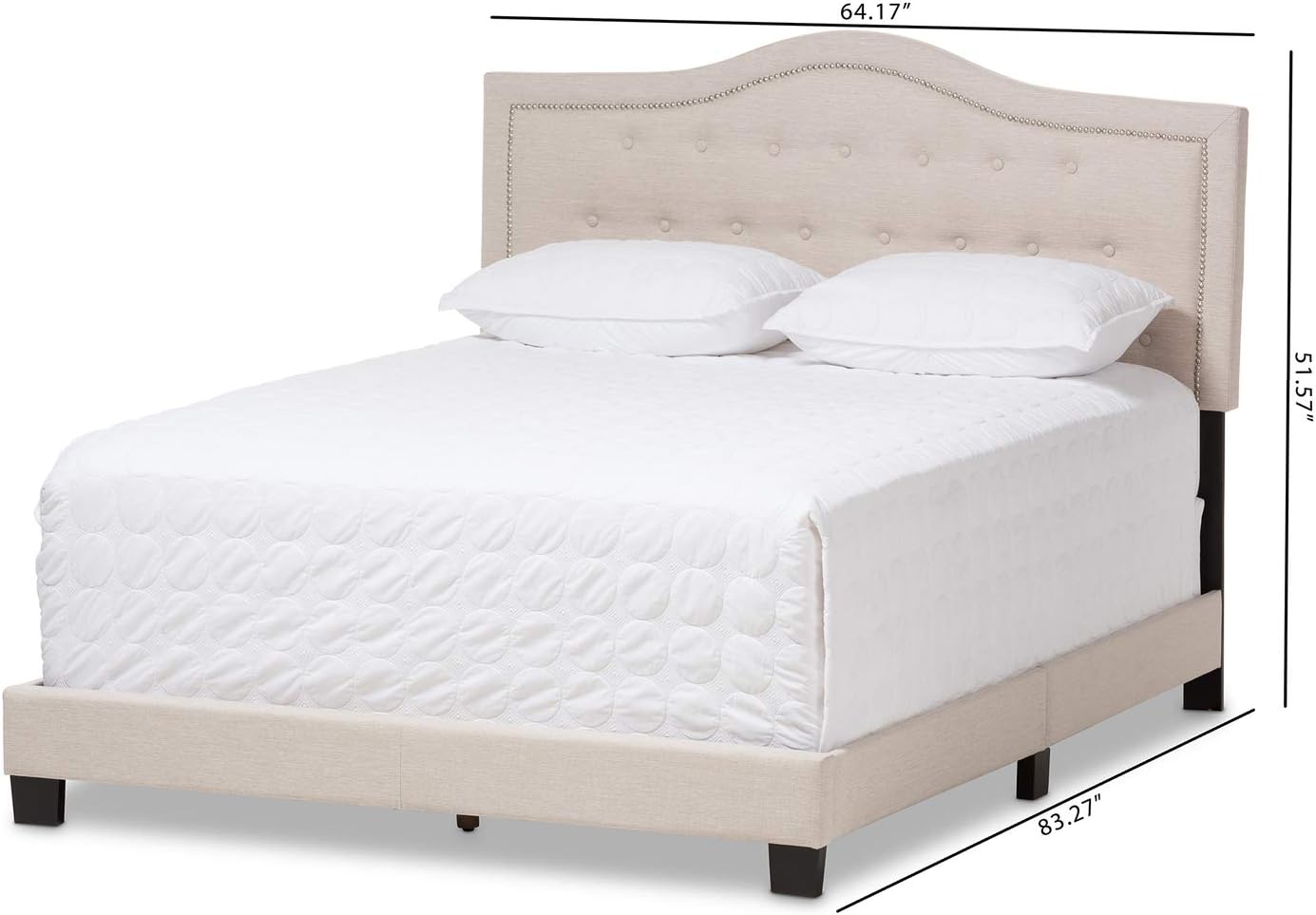 Baxton Studio Emerson Modern and Contemporary Light Beige Fabric Upholstered Queen Size Bed