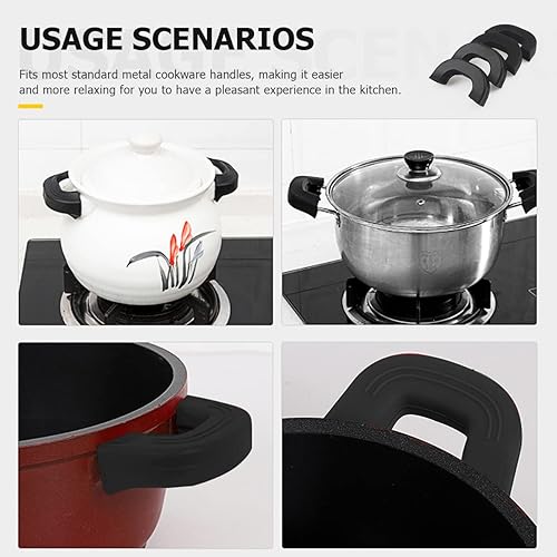 Miniatura 3 de DOERDO - Juego de 4 fundas de silicona para mango de olla resistentes al calor, fundas antideslizantes para ollas y ollas, para woks, sopa, color