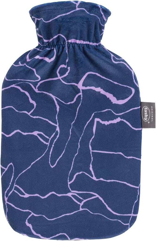 Fashy Hot Water Bottle with Printed Fleece Draw, 2.0 L, Purple