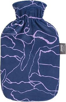 Fashy Hot Water Bottle with Printed Fleece Draw, 2.0 L, Purple