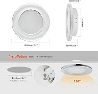 Vista 5 de Dream Lighting - Lámparas LED empotradas para techo de RV 12V - Iluminación interior para remolque, bote, luz cenital de color blanco cálido, 3W