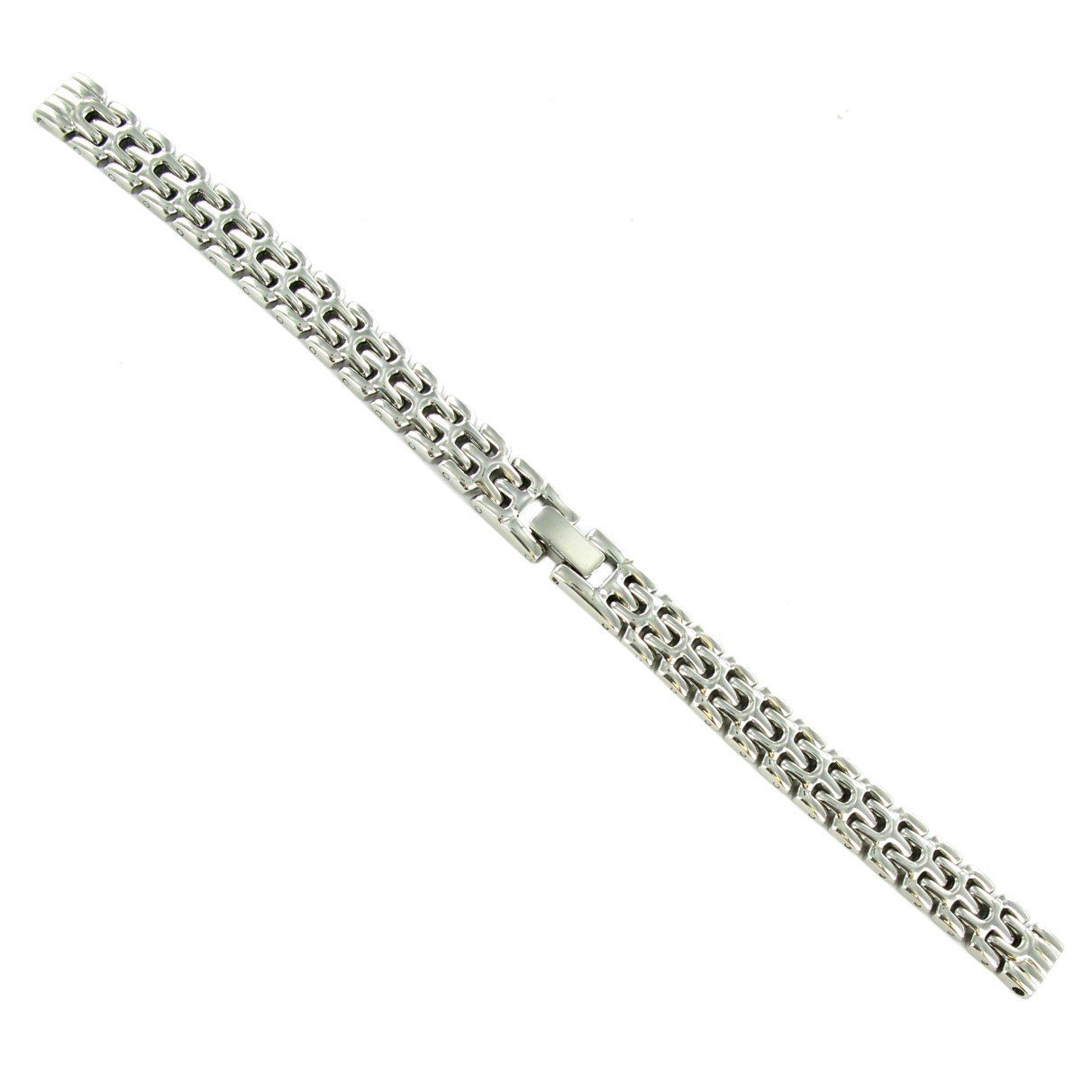 8.6 mm Milano Silver Tone Ladies Stainless Steel Watch Band With Center Clasp
