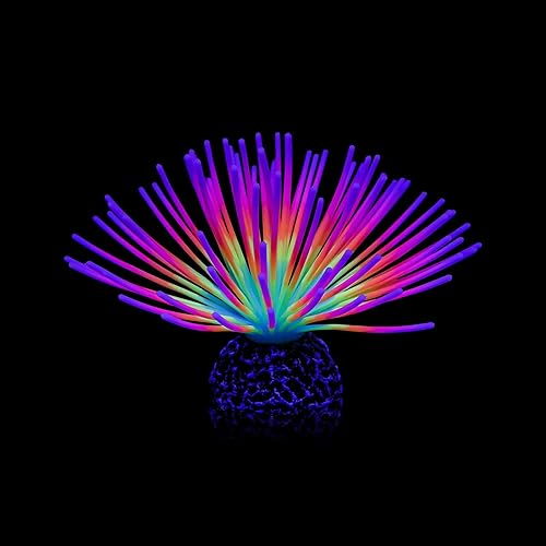 WishLotus Decoración de pecera brillante, colorido efecto brillante, adorno de bola de erizo de mar, silicona artificial, coral, decoración