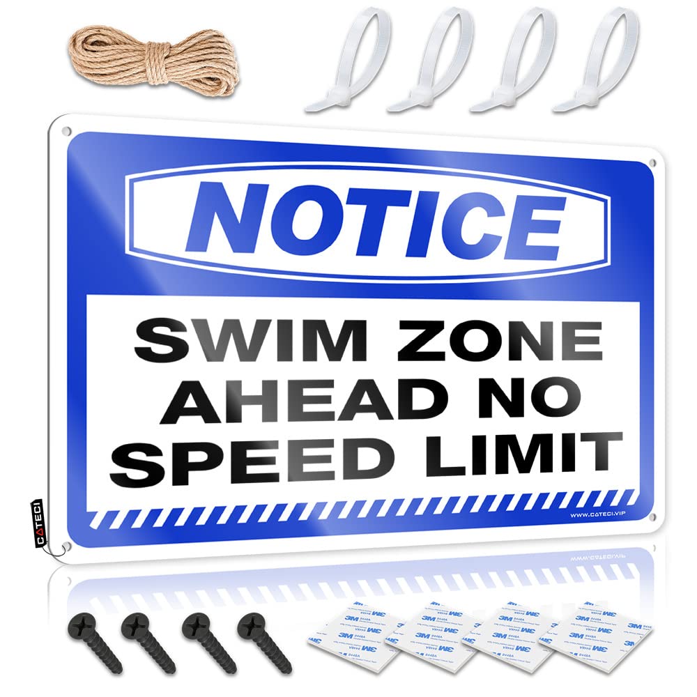 Fzfn Colour Tin Metal Decor Reusable Modern Notice Swim Zone Ahead No Speed Limit For Garage Bar - Cocoa Customizable(30X40cm)