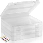 4-Pack Art & Craft Organizer Storage Case - Semi Transparent Stackable Plastic Craft Storage Container, Project Organizer Box Paper Custom Size Fit 8.5 x 11 Paper & More 12.4 x 10.8 x 1.7 In