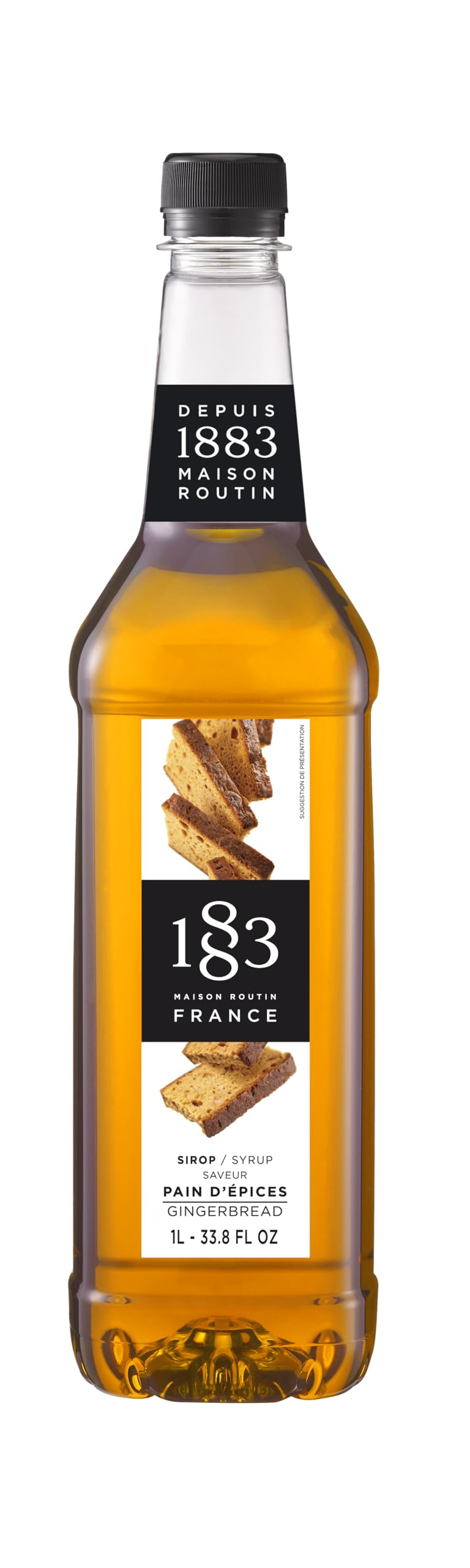 1883 MAISON ROUTIN Gingerbread Syrup, Quality from France, 1 Litre, PET Bottle, Vegan