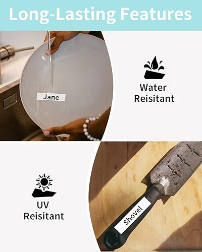 Miniatura 5 de Vixic Cinta de etiquetas D1600 negra sobre transparente de 12 pulgada x 23 pies, cinta de etiquetas de repuesto Dymo D1 45010 compatible con