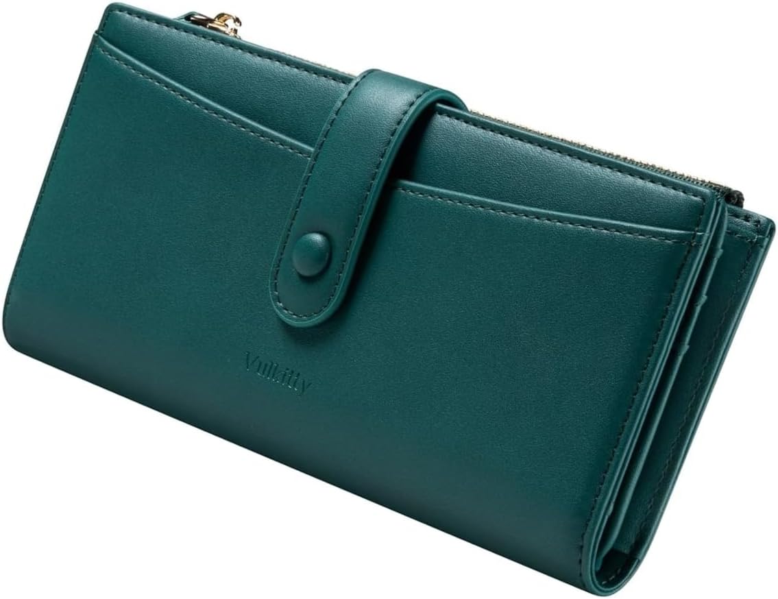 Vulkitty 𝗩𝘂𝗹𝗸𝗶𝘁𝘁𝘆 Ultra Slim Thin Leather Wallets Womens Bifold Credit Card Women's Wallets Card Cases Money Organizers for Women Ladies Female Cash Purse Wallet, Green - Image 9