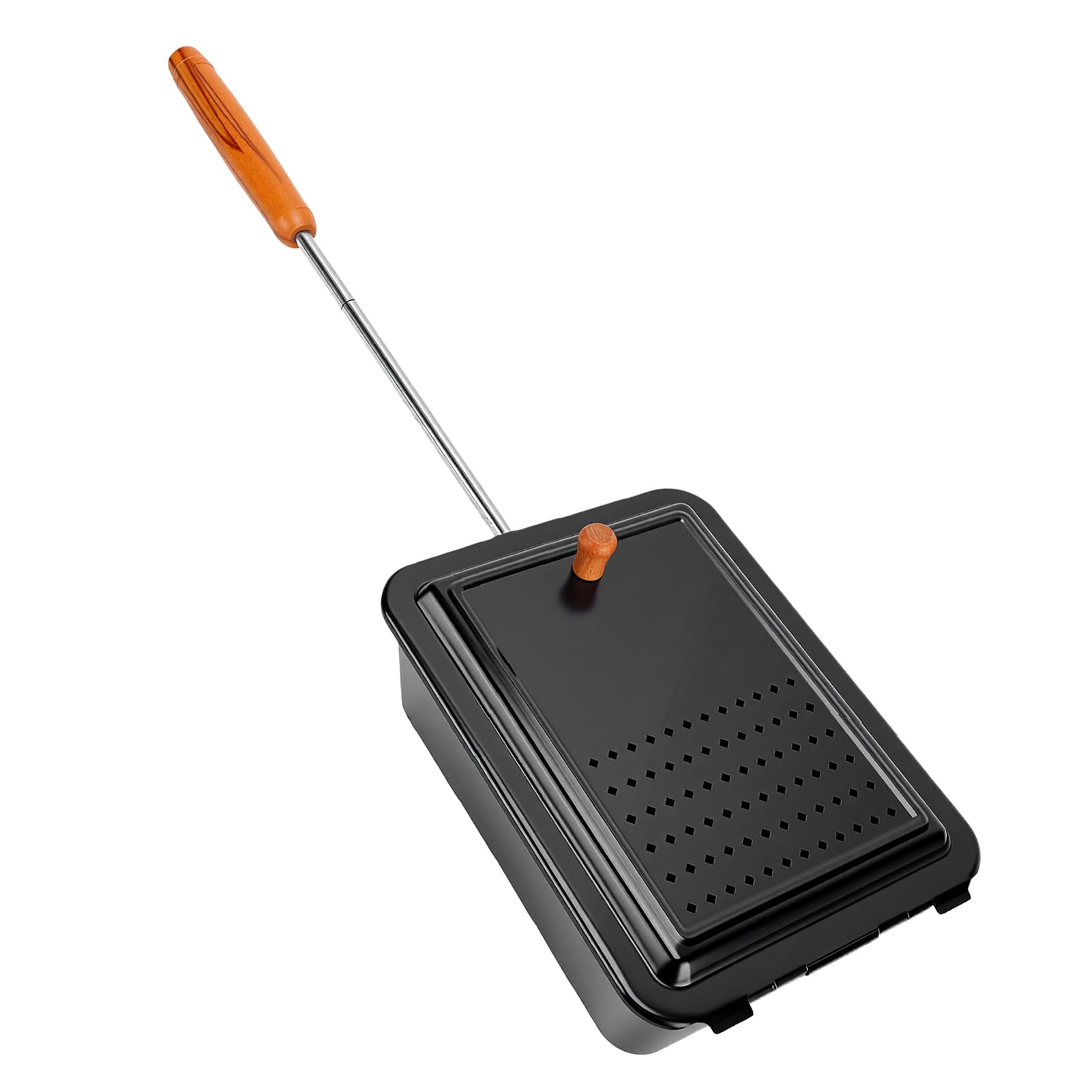 Vassoio per Grigliare i Popcorn, Macchina per Popcorn in Ferro Premium con Rivestimento Antiaderente e Manico in Legno da 42 Cm, Ideale per il Campeggio, la Casa e le Serate di Cinema