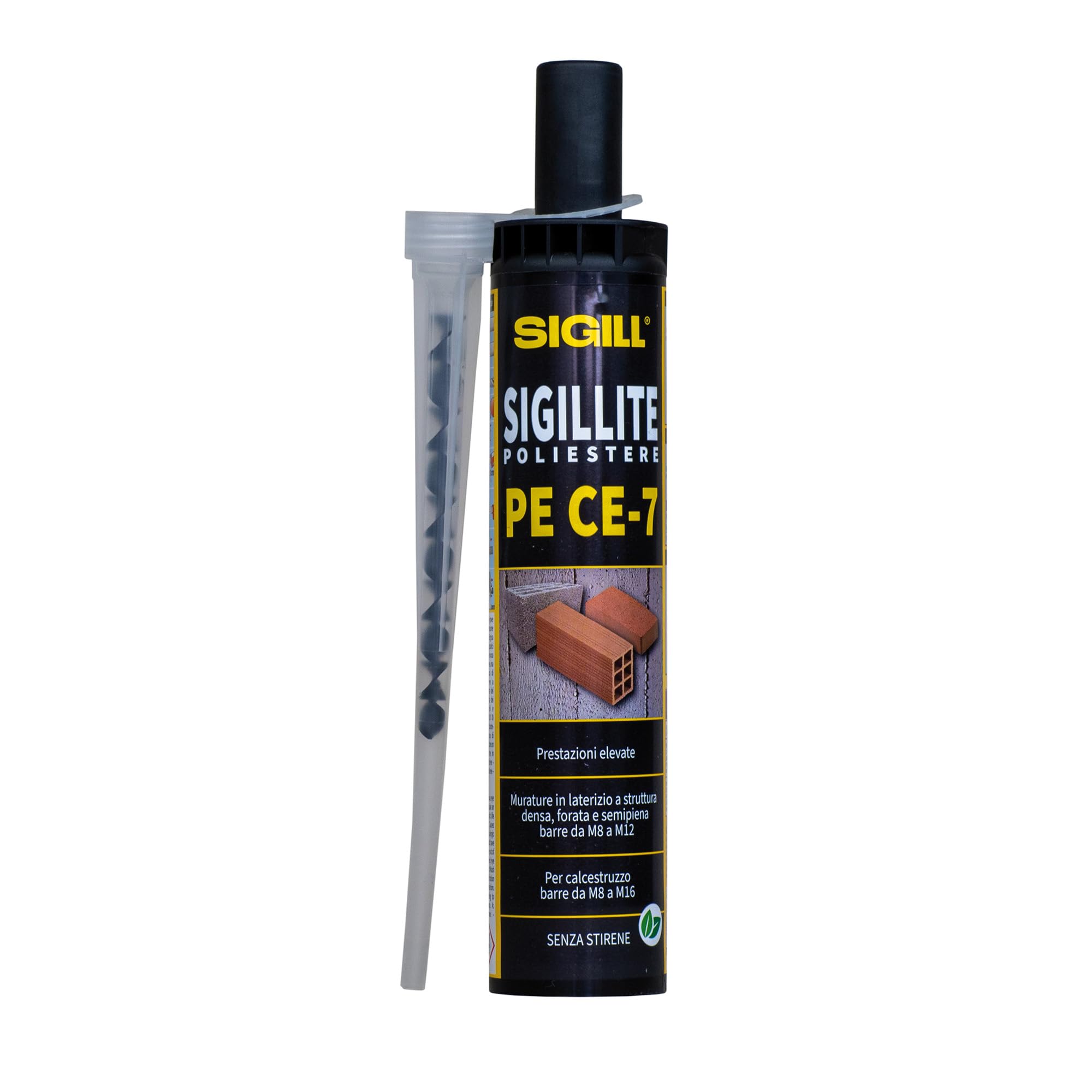 Sigill - Sigillite Poliestere PE CE7, Cartuccia da 300 ml con 1 Miscelatore, Ancorante Chimico, Tassello Chimico, Alta Presa, Per Calcestruzzo e Muratura, Certificata per Fissaggi Professionali