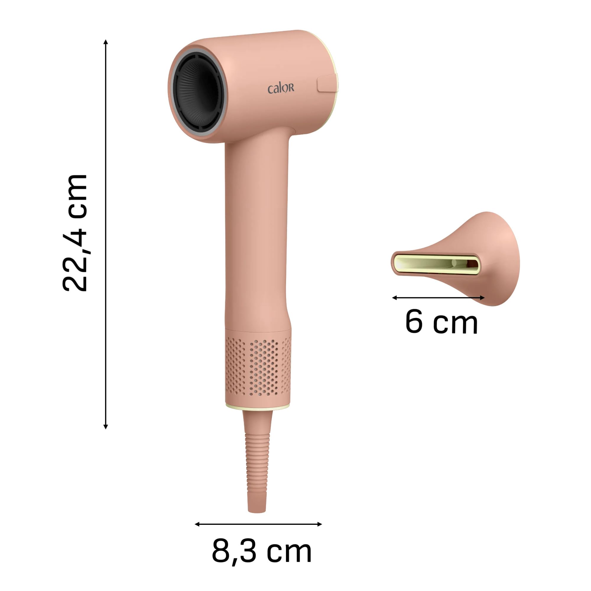 Calor Blumia, Sèche-cheveux ultra compact et léger, Moteur digital, Flux d'air 225km/h, Contrôle de température, Buse magnétique, Facile à ranger et transporter, Pêche, HY5N11C0