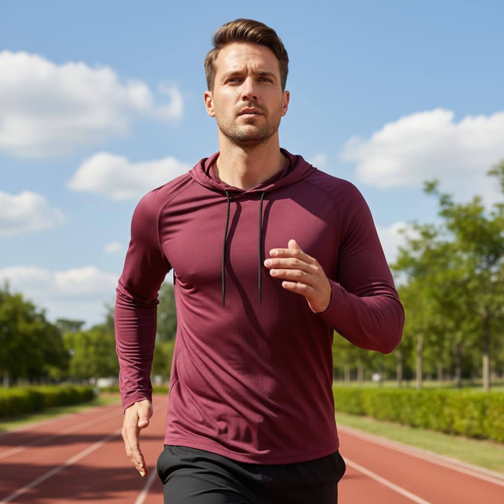 5-Pack Men's Workout Hoodies Long Sleeve 100% Polyester Lightweight Gym Pullover Shirts Quick Dry Regular Fit Tops