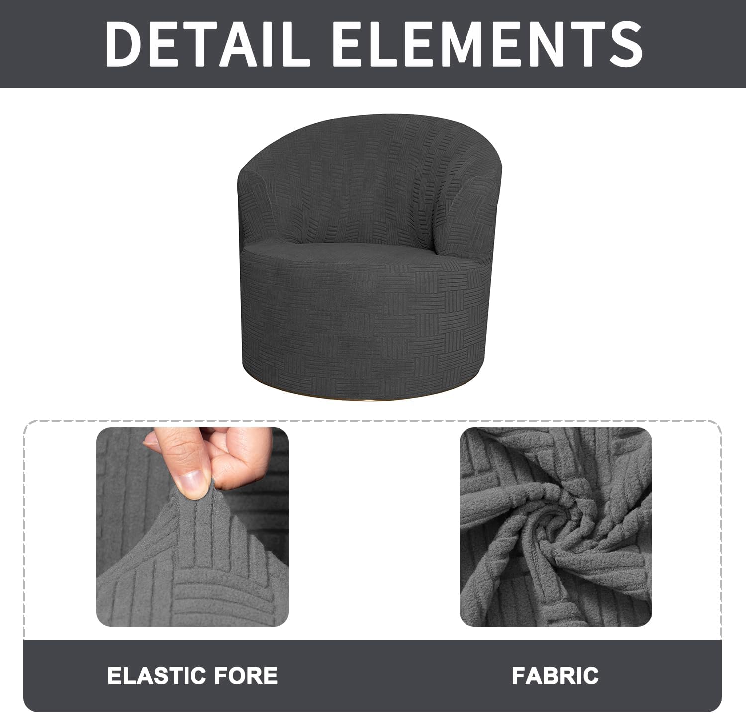 Stretch Barrel Chair Slipcovers, Jacquard Modern Swivel Chair Cover Thick Fabric Barrel Accent Armchairs Sofa Cover Club Chair Cover (Orange)